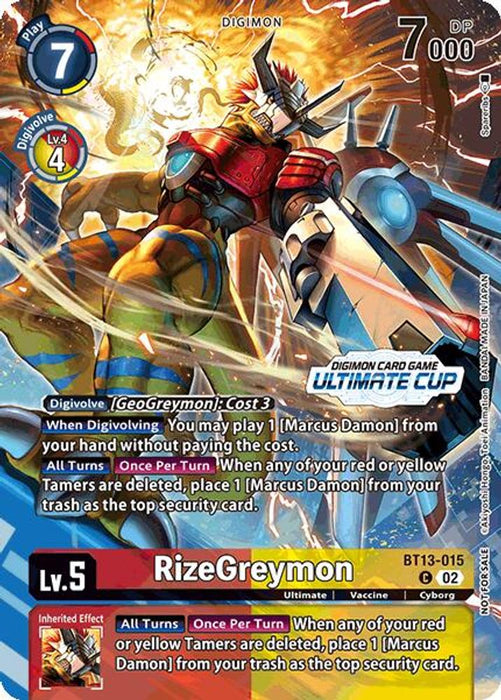RizeGreymon (Ultimate Cup 2024) (#BT13-015 C) (Versus Royal Knights) Near Mint Foil