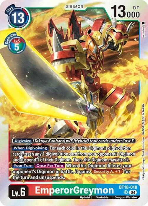 EmperorGreymon (#BT18-018 SR) (Release Special Booster 2.0) Near Mint Foil
