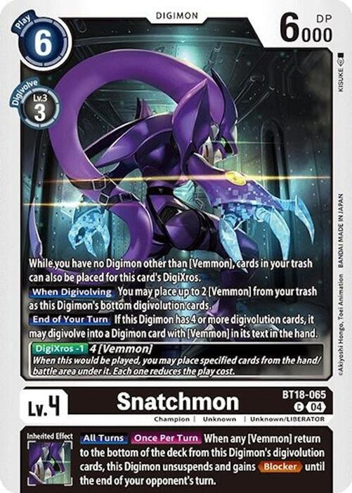 Snatchmon (#BT18-065 C) (Release Special Booster 2.0) Near Mint