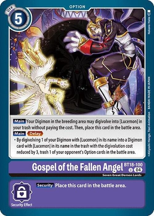 Image for Gospel of the Fallen Angel (BT18-100 U) - Digimon Card Game