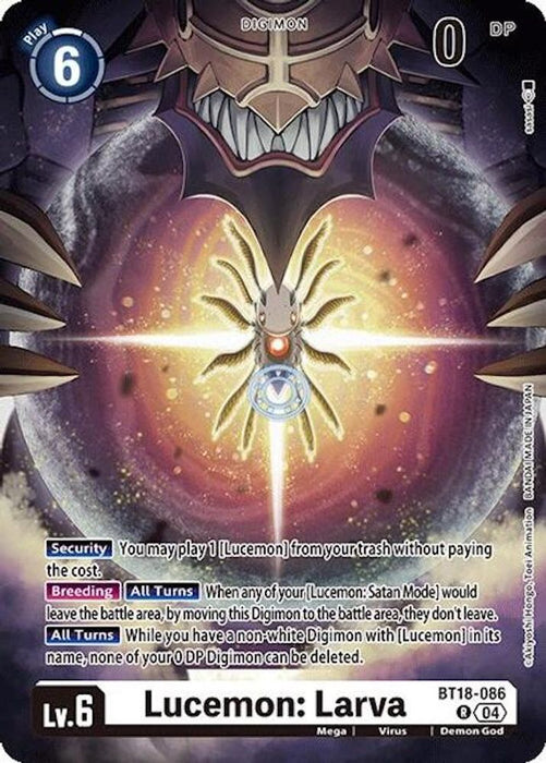 Lucemon: Larva (#BT18-086 R) (Release Special Booster 2.0) Near Mint Foil