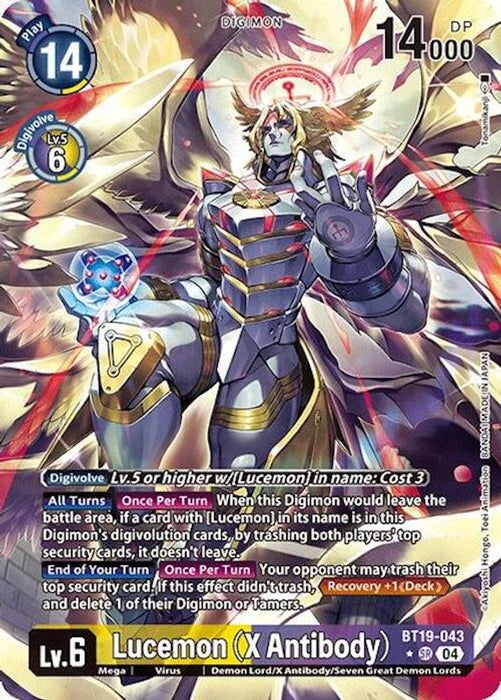 Lucemon (X Antibody) (Alternate Art) (#BT19-043 SR) (Release Special Booster 2.0) Near Mint Foil