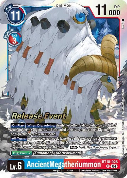 AncientMegatheriummon (#BT18-028 R) (Release Special Booster 2.0 Celebration Event Cards) Near Mint Foil