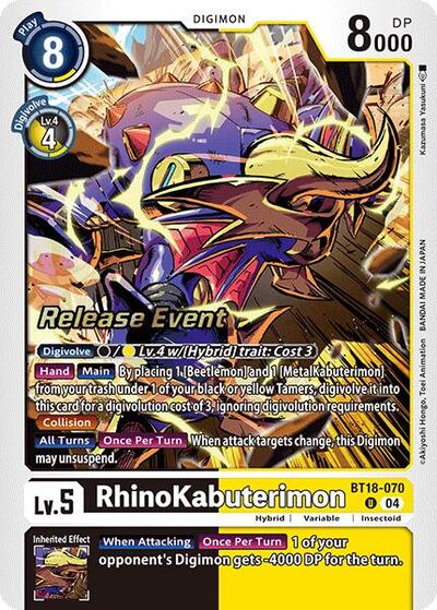 RhinoKabuterimon (#BT18-070 U) (Release Special Booster 2.0 Celebration Event Cards)