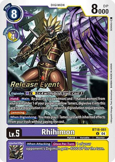 Rhihimon (#BT18-081 U) (Release Special Booster 2.0 Celebration Event Cards)