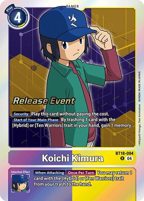 Koichi Kimura (#BT18-094 R) (Release Special Booster 2.0 Celebration Event Cards) Near Mint Foil