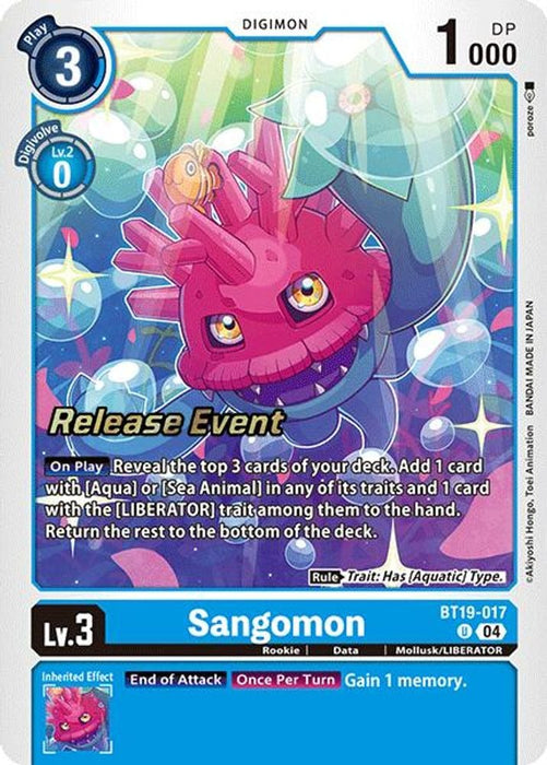 Sangomon (#BT19-017 U) (Release Special Booster 2.0 Celebration Event Cards) Near Mint Foil