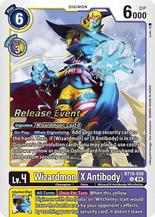 Wizardmon (X Antibody) (#BT19-036 U) (Release Special Booster 2.0 Celebration Event Cards) Near Mint Foil
