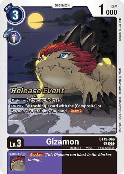 Gizamon (#BT19-066 U) (Release Special Booster 2.0 Celebration Event Cards)
