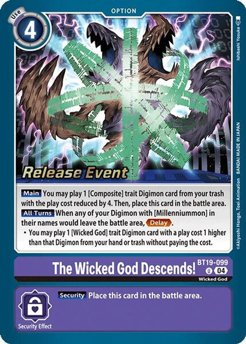 The Wicked God Descends! (#BT19-099 U) (Release Special Booster 2.0 Celebration Event Cards) Near Mint Foil