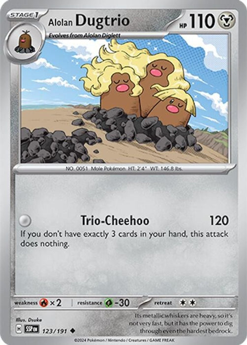 Alolan Dugtrio 123 191 (#123/191) (SV08: Surging Sparks) Near Mint Reverse Holofoil