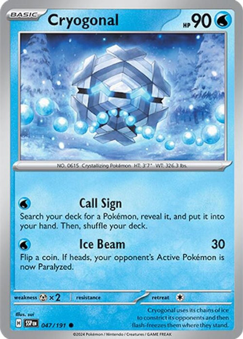 Cryogonal (#047/191) (SV08: Surging Sparks) Near Mint Reverse Holofoil
