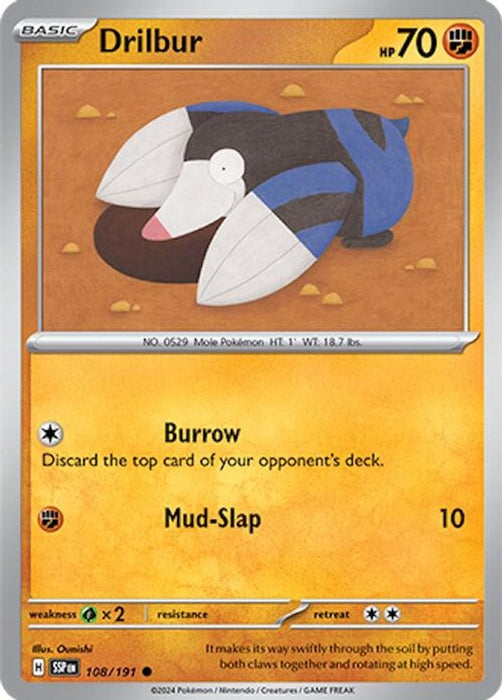 Drilbur (#108/191) (SV08: Surging Sparks) Near Mint Reverse Holofoil