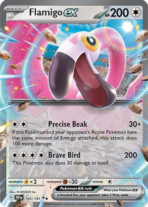 Flamigo ex (#160/191) (SV08: Surging Sparks) Near Mint Holofoil