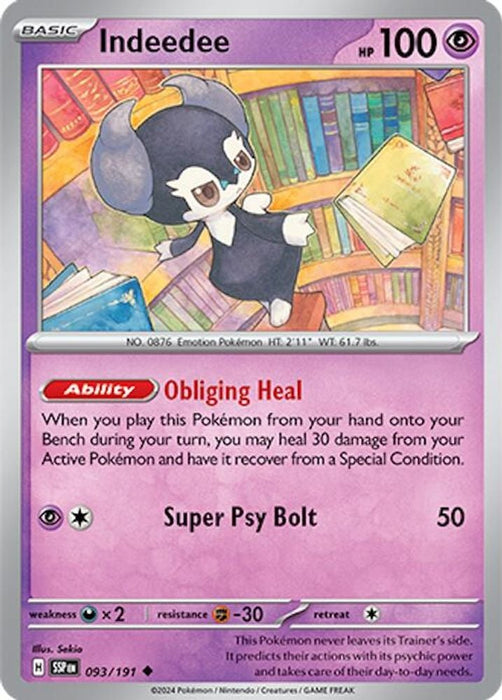 Indeedee (#093/191) (SV08: Surging Sparks) Near Mint Reverse Holofoil