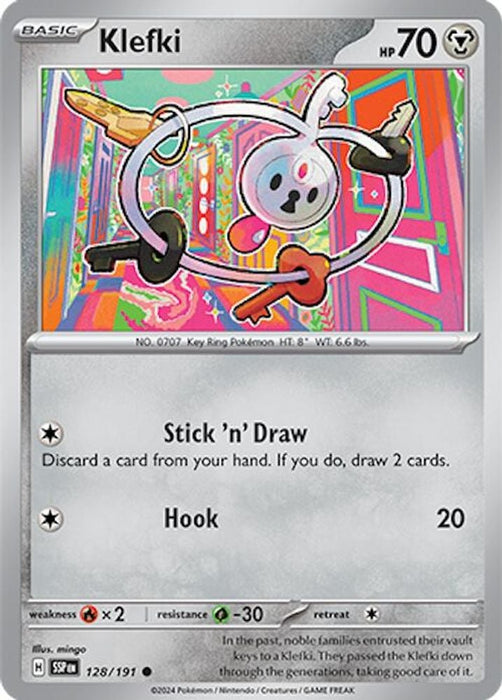 Klefki (#128/191) (SV08: Surging Sparks) Near Mint Reverse Holofoil