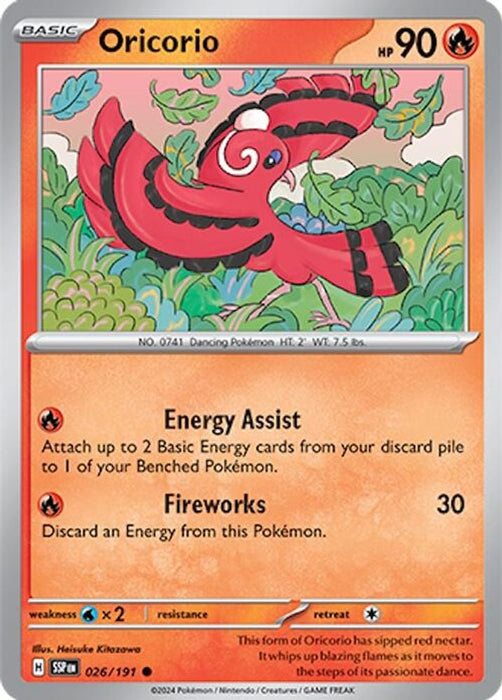 Oricorio 026 191 (#026/191) (SV08: Surging Sparks) Near Mint Reverse Holofoil