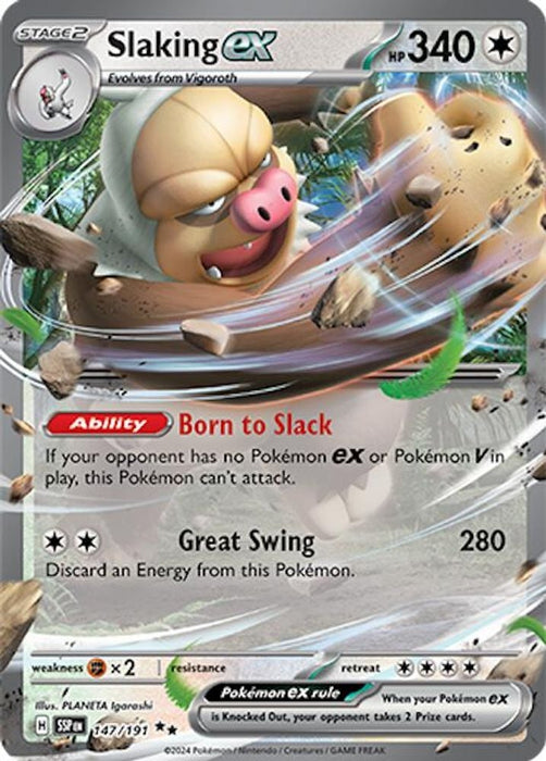 Slaking ex 147 191 (#147/191) (SV08: Surging Sparks) Near Mint Holofoil