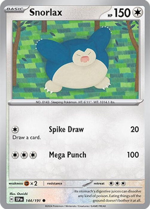 Snorlax (#144/191) (SV08: Surging Sparks) Near Mint Reverse Holofoil