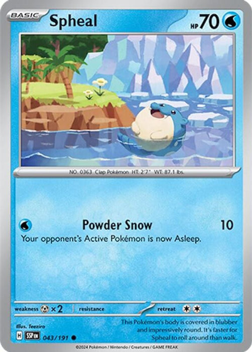 Spheal 043 191 (#043/191) (SV08: Surging Sparks) Near Mint Reverse Holofoil
