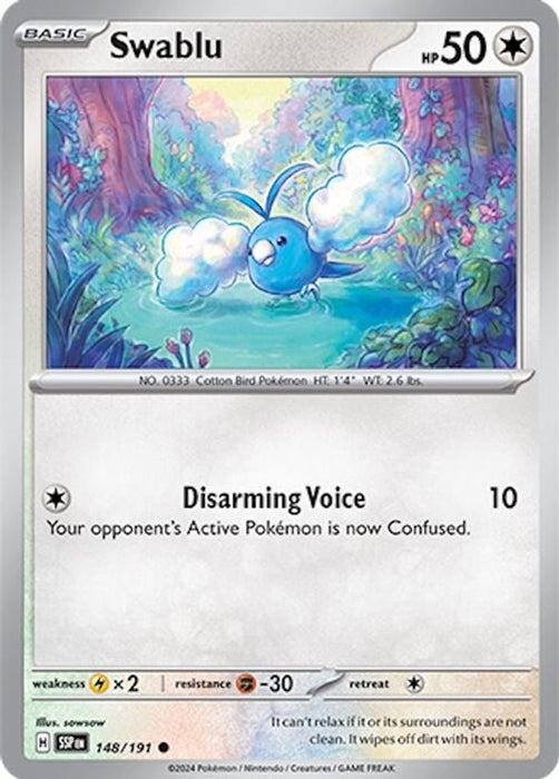 Swablu (#148/191) (SV08: Surging Sparks) Near Mint Reverse Holofoil