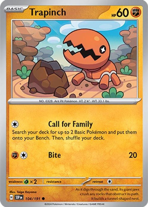 Trapinch (#104/191) (SV08: Surging Sparks) Near Mint Reverse Holofoil