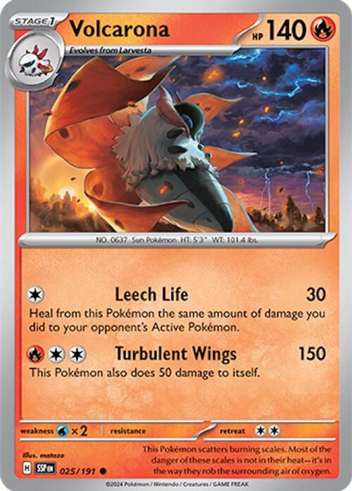Volcarona (#025/191) (SV08: Surging Sparks) Near Mint Reverse Holofoil