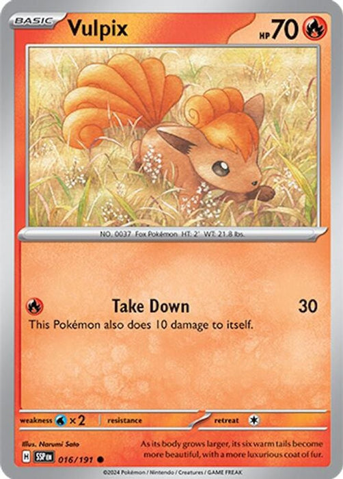 Vulpix (#016/191) (SV08: Surging Sparks) Near Mint Reverse Holofoil