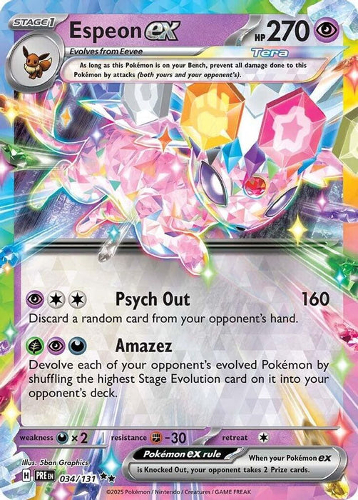 Espeon ex - 034/131 (#034/131) (SV: Prismatic Evolutions) Near Mint Holofoil