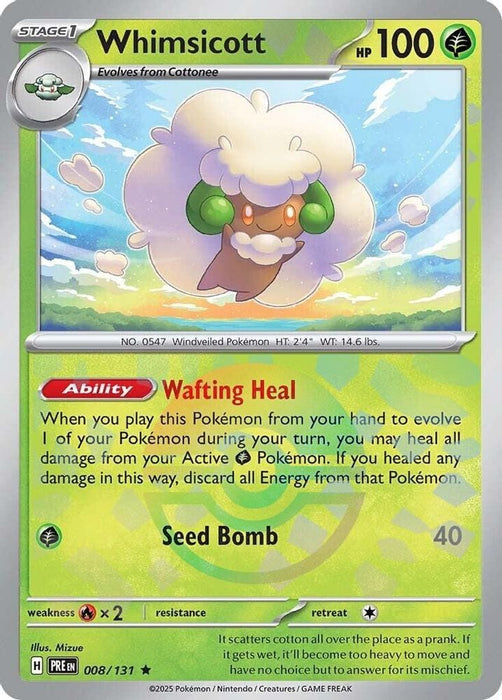 Whimsicott Poke Ball Pattern (#008/131) (SV: Prismatic Evolutions) Near Mint Holofoil