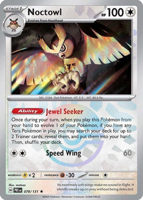 Noctowl Poke Ball Pattern (#078/131) (SV: Prismatic Evolutions) Near Mint Holofoil
