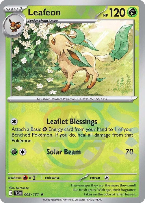Leafeon (Master Ball Pattern) (#005/131) (SV: Prismatic Evolutions) Near Mint Holofoil