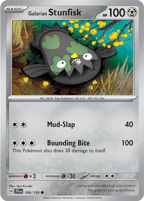 Galarian Stunfisk (#106/159) (SV09: Journey Together) Near Mint Reverse Holofoil