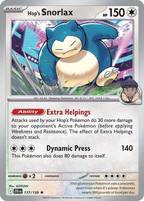 Hops Snorlax (#117/159) (SV09: Journey Together) Near Mint Holofoil