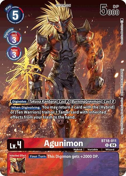 Image for Agunimon (Rare Pull) (BT18-011 R) - Digimon Card Game
