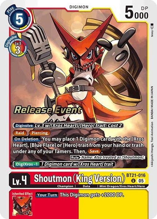 Shoutmon (King Version) (#BT21-016 U) (World Convergence Release Event Cards) Near Mint Foil