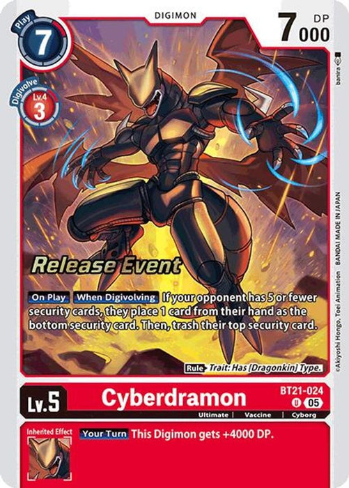 Cyberdramon (#BT21-024 U) (World Convergence Release Event Cards) Near Mint Foil