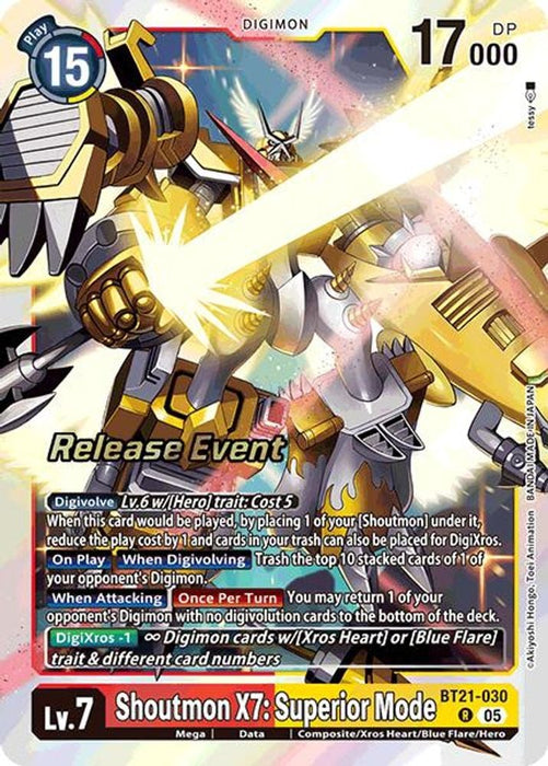 Shoutmon X7: Superior Mode (#BT21-030 R) (World Convergence Release Event Cards) Near Mint Foil