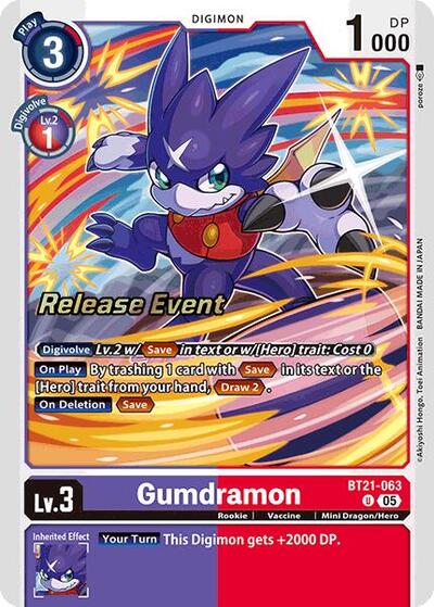 Gumdramon (#BT21-063 U) (World Convergence Release Event Cards)