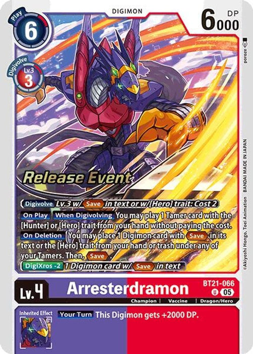 Arresterdramon (#BT21-066 U) (World Convergence Release Event Cards) Near Mint Foil