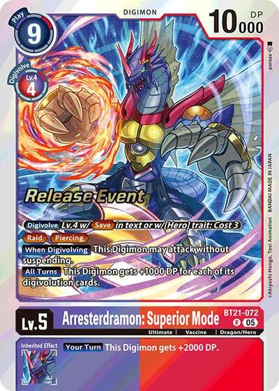 Arresterdramon Superior Mode (#BT21-072 R) (World Convergence Release Event Cards)