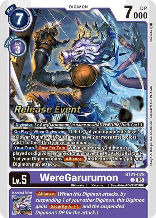 WereGarurumon (#BT21-078 U) (World Convergence Release Event Cards) Near Mint Foil