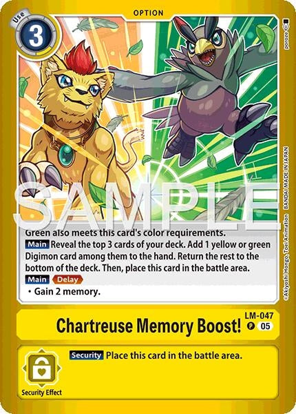 Image for Chartreuse Memory Boost! (LM-047 P) (Limited Card Pack -Billion Bullet-) - Digimon Card Game