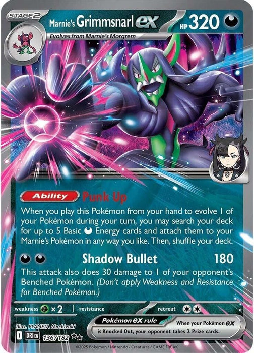 Marnies Grimmsnarl ex (#136/182) (SV10: Destined Rivals) Near Mint Holofoil