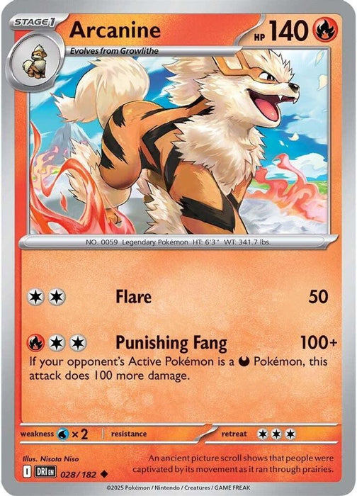 Arcanine (#028/182) (SV10: Destined Rivals) Near Mint Reverse Holofoil