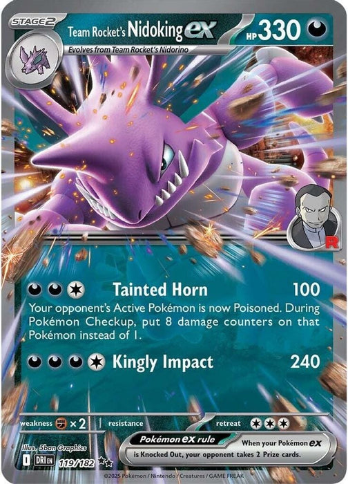 Team Rockets Nidoking ex 119 182 (#119/182) (SV10: Destined Rivals) Near Mint Holofoil