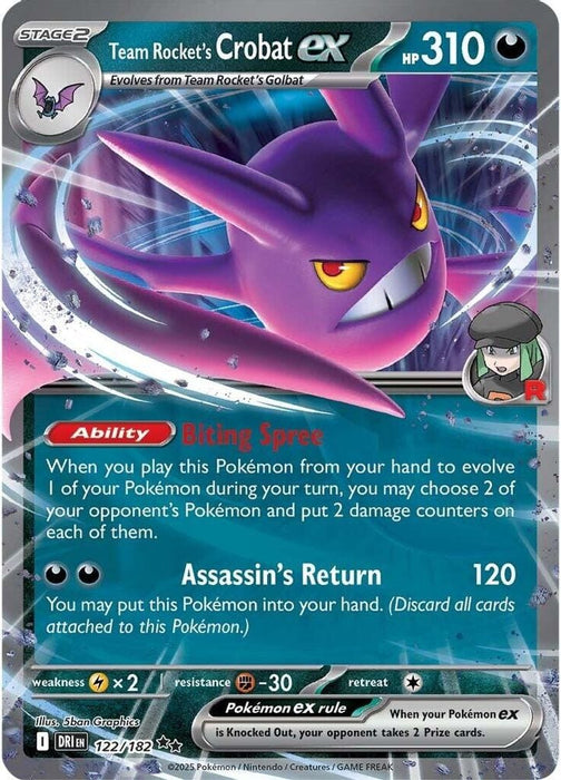 Team Rockets Crobat ex 122 182 (#122/182) (SV10: Destined Rivals) Near Mint Holofoil