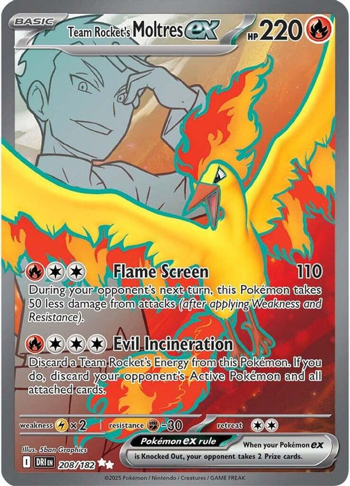 Team Rockets Moltres ex 208 182 (#208/182) (SV10: Destined Rivals) Near Mint Holofoil