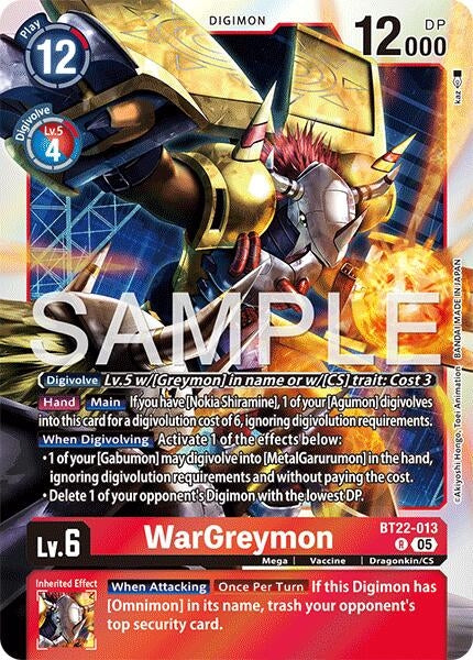 Image for WarGreymon (BT22-013 R) - Digimon Card Game
