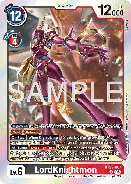 Image for LordKnightmon (BT22-067 R) - Digimon Card Game